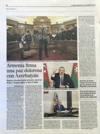 “El Mundo”: Ermənistan Azərbaycanla “ağrılı” sülh imzaladı